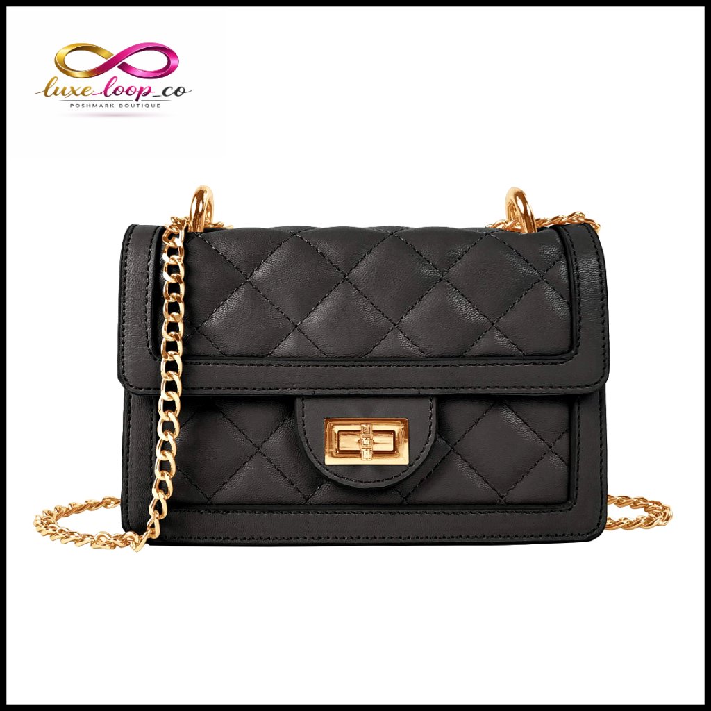 Quilted Vegan Leather Crossbody Bag Mini Shoulder Purse Chain Strap Elegant